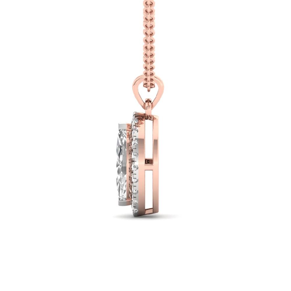 Marquise Cut Lab grown Diamond Majestic Glow Halo Solitaire Pendant