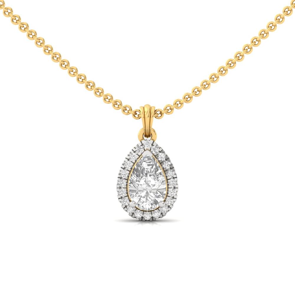1.00Ct Pear Cut CVD Lab grown Diamond Symphony Halo Solitaire Pendant