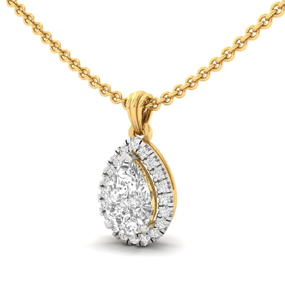1.00Ct Pear Cut CVD Lab grown Diamond Symphony Halo Solitaire Pendant