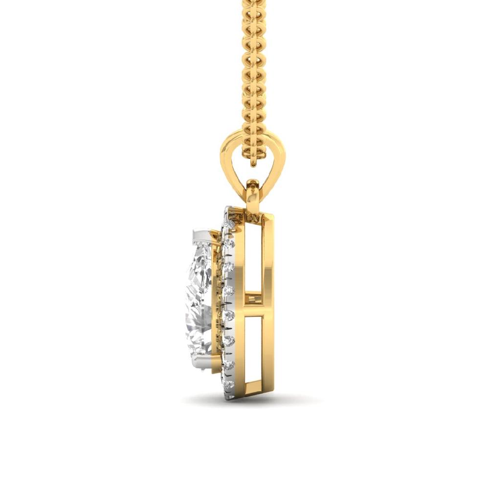 1.00Ct Pear Cut CVD Lab grown Diamond Symphony Halo Solitaire Pendant