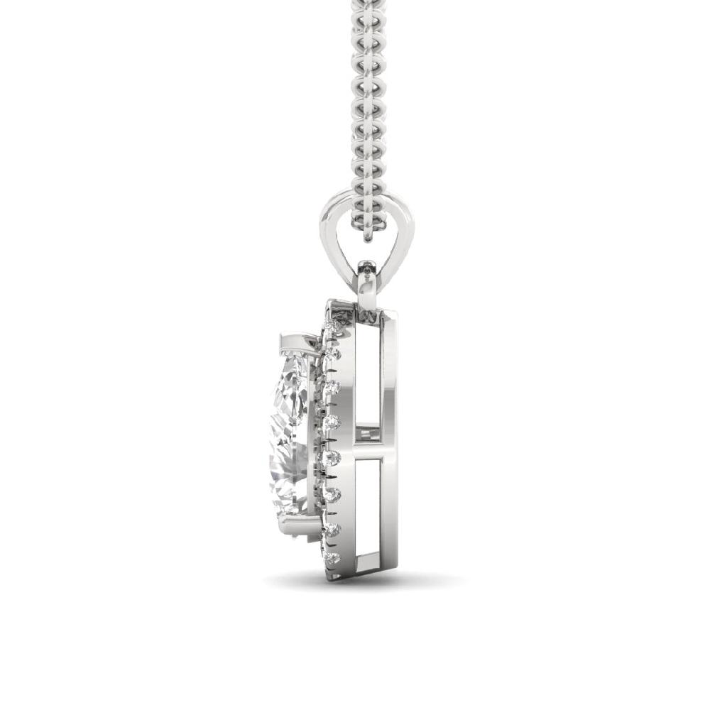 1.00Ct Pear Cut CVD Lab grown Diamond Symphony Halo Solitaire Pendant