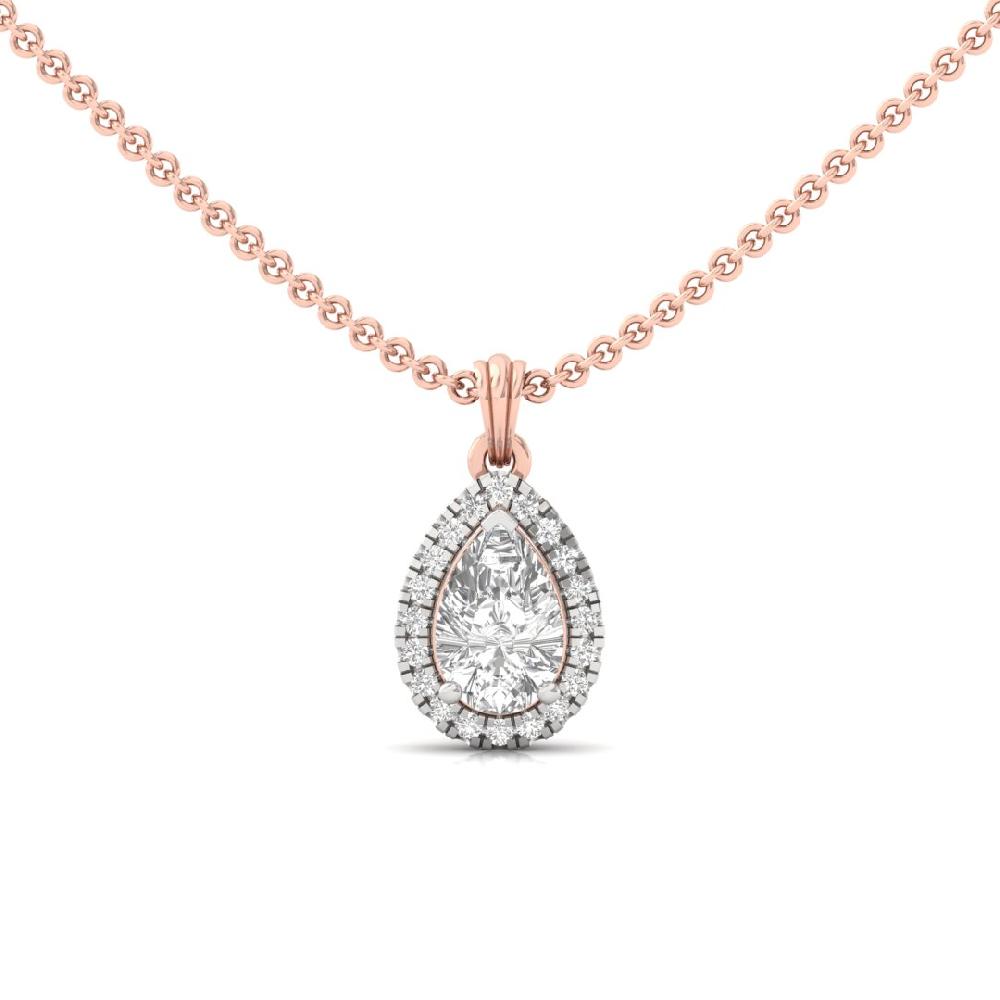 1.00Ct Pear Cut CVD Lab grown Diamond Symphony Halo Solitaire Pendant