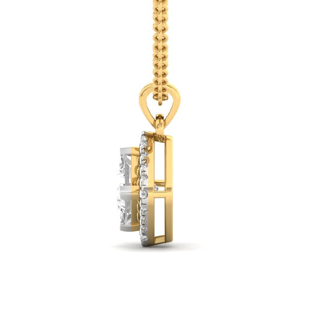 1.05Ct Princess-Cut CVD lab grown Diamond Royal Charm Halo Solitaire Pendant