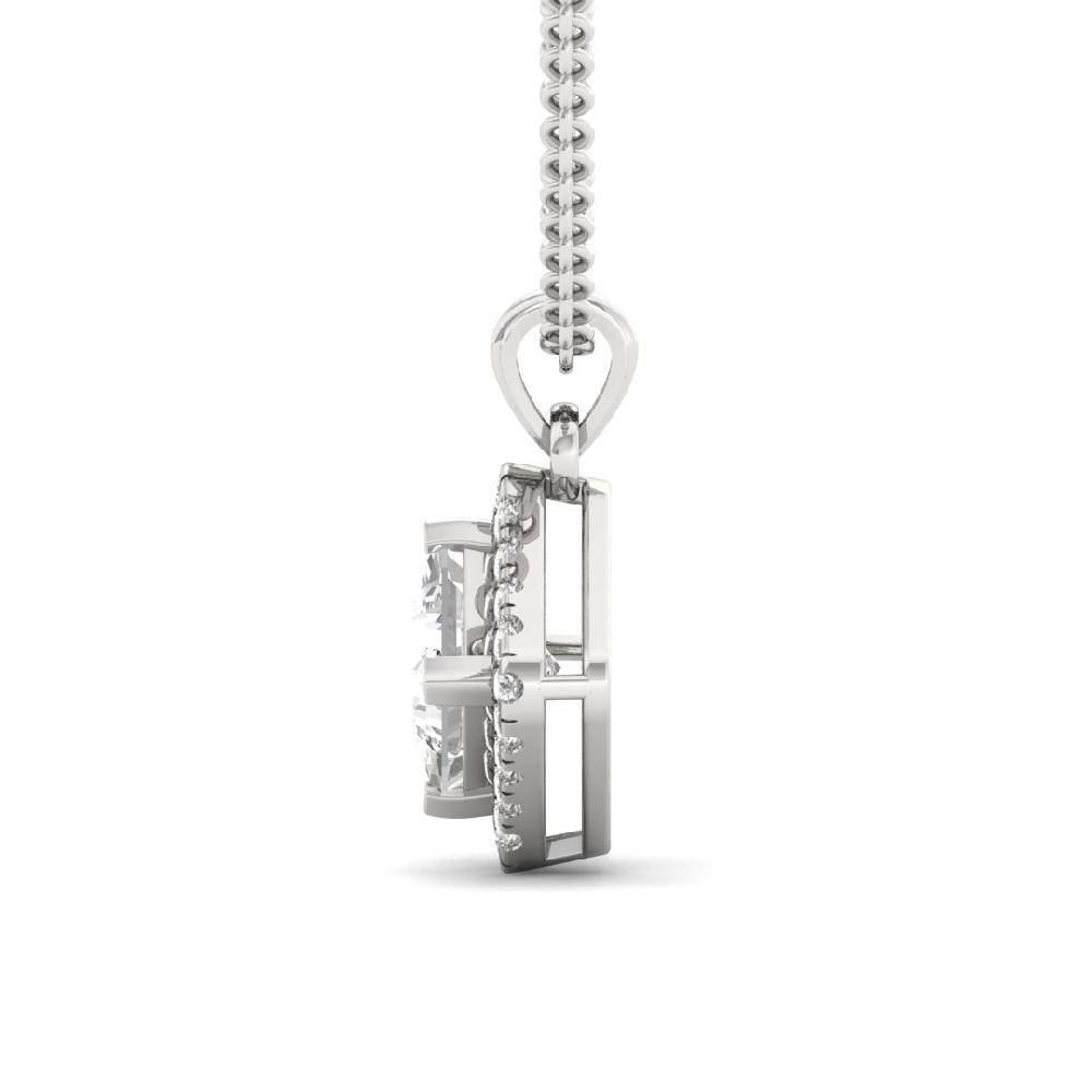 1.05Ct Princess-Cut CVD lab grown Diamond Royal Charm Halo Solitaire Pendant