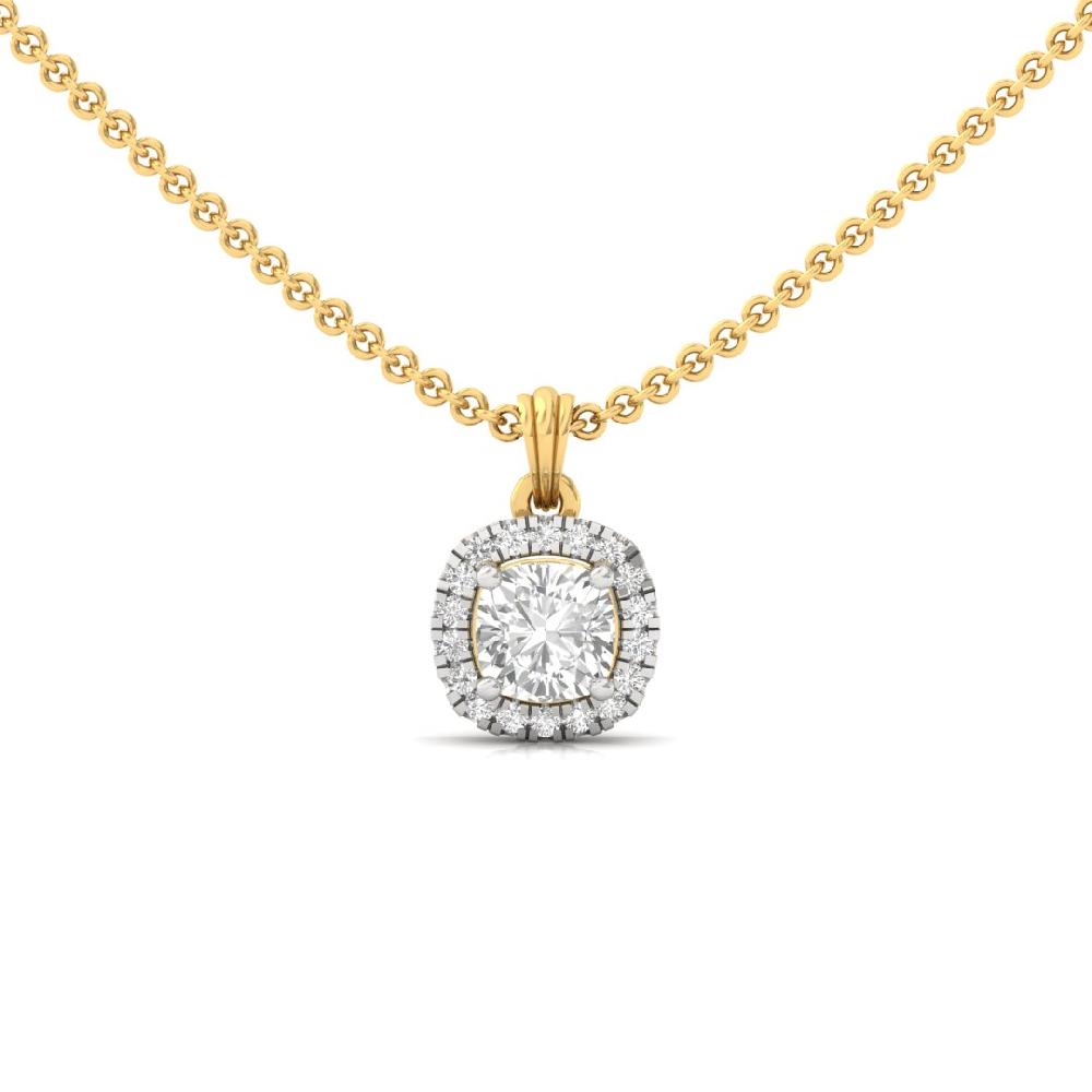0.90Ct Cushion Cut Lab grown Diamond Victorian Elegance Halo Solitaire Pendant