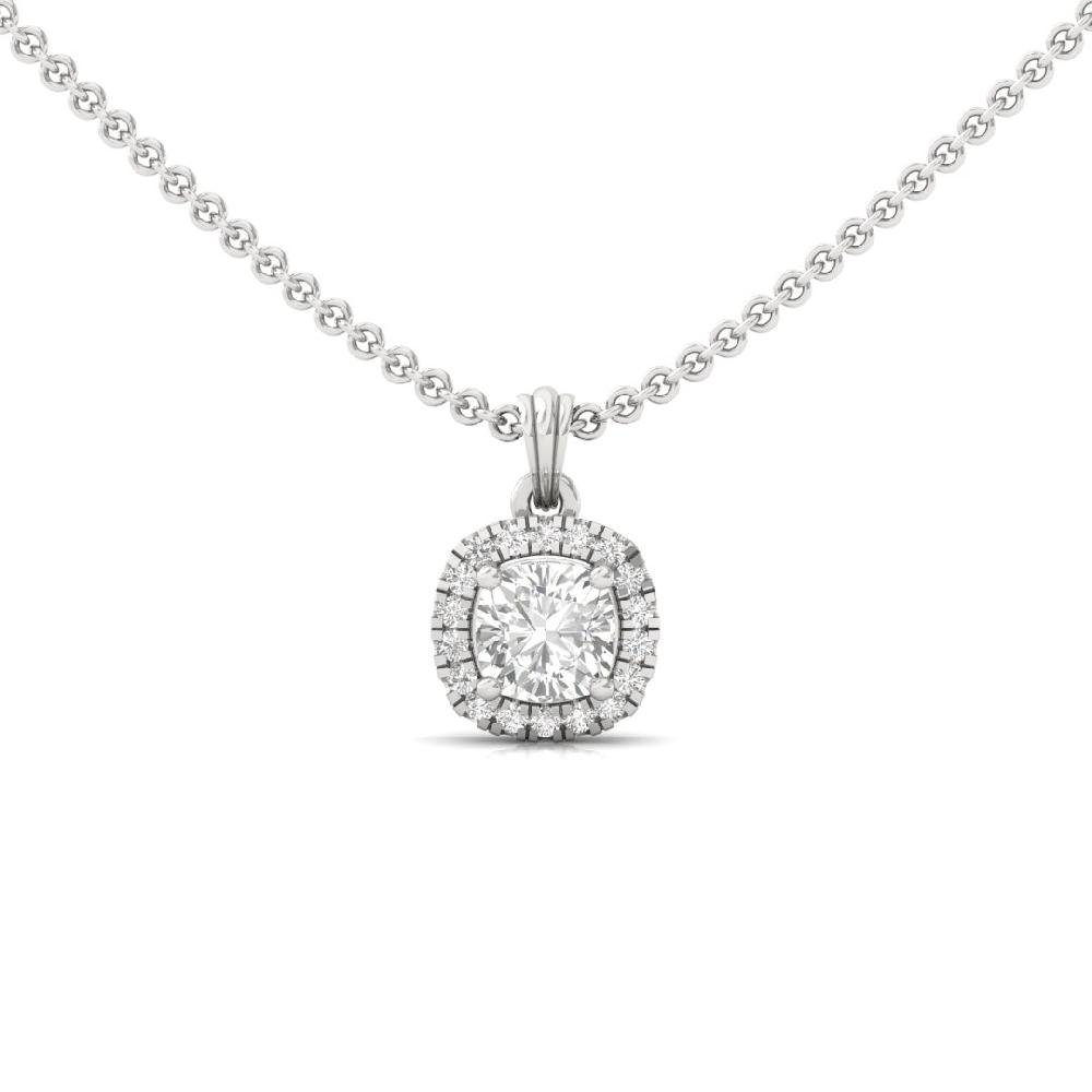 Cushion Cut Lab grown Diamond Victorian Elegance Halo Solitaire Pendant