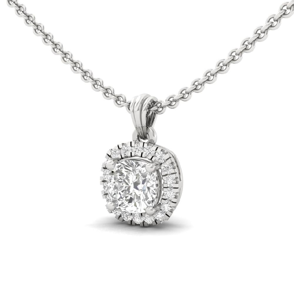 Cushion Cut Lab grown Diamond Victorian Elegance Halo Solitaire Pendant