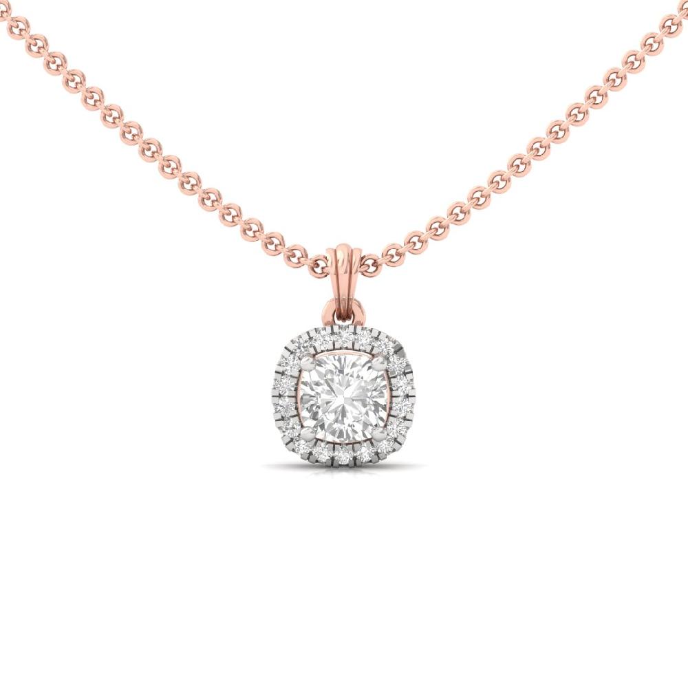 Cushion Cut Lab grown Diamond Victorian Elegance Halo Solitaire Pendant
