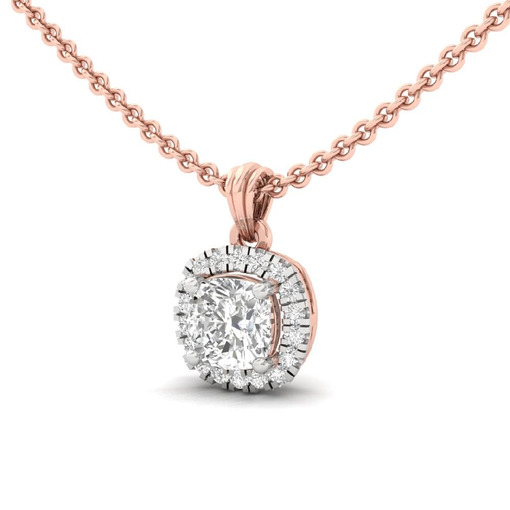 Cushion Cut Lab grown Diamond Victorian Elegance Halo Solitaire Pendant