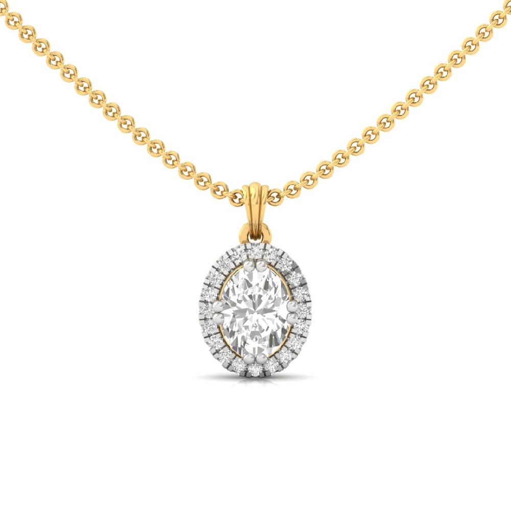 1.10Ct Oval Cut CVD Lab Grown Diamond Starlit Bliss Halo Solitaire Pendant
