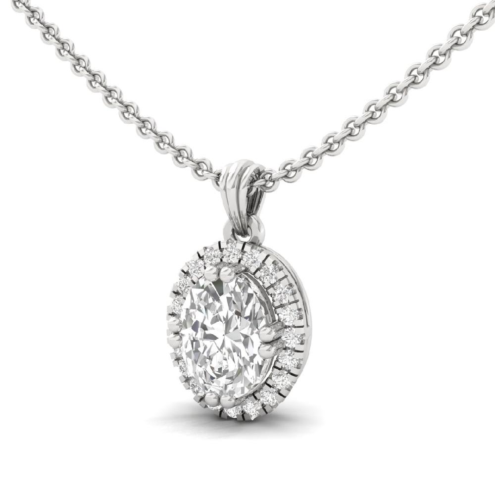 1.10Ct Oval Cut CVD Lab Grown Diamond Starlit Bliss Halo Solitaire Pendant
