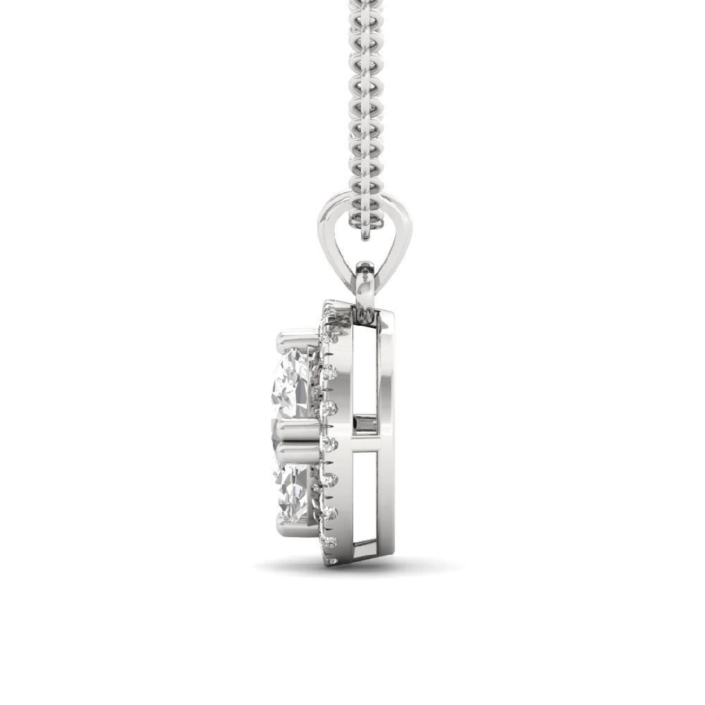 1.10Ct Oval Cut CVD Lab Grown Diamond Starlit Bliss Halo Solitaire Pendant