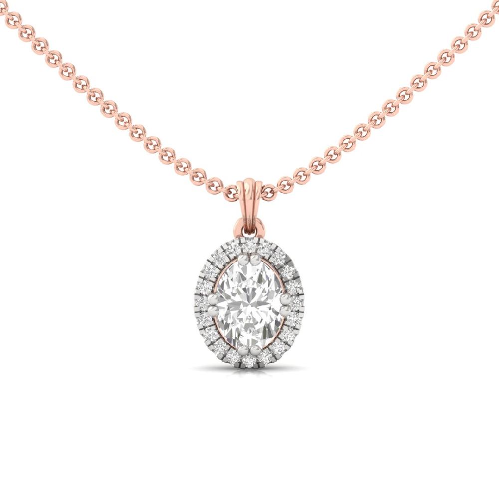 1.10Ct Oval Cut CVD Lab Grown Diamond Starlit Bliss Halo Solitaire Pendant