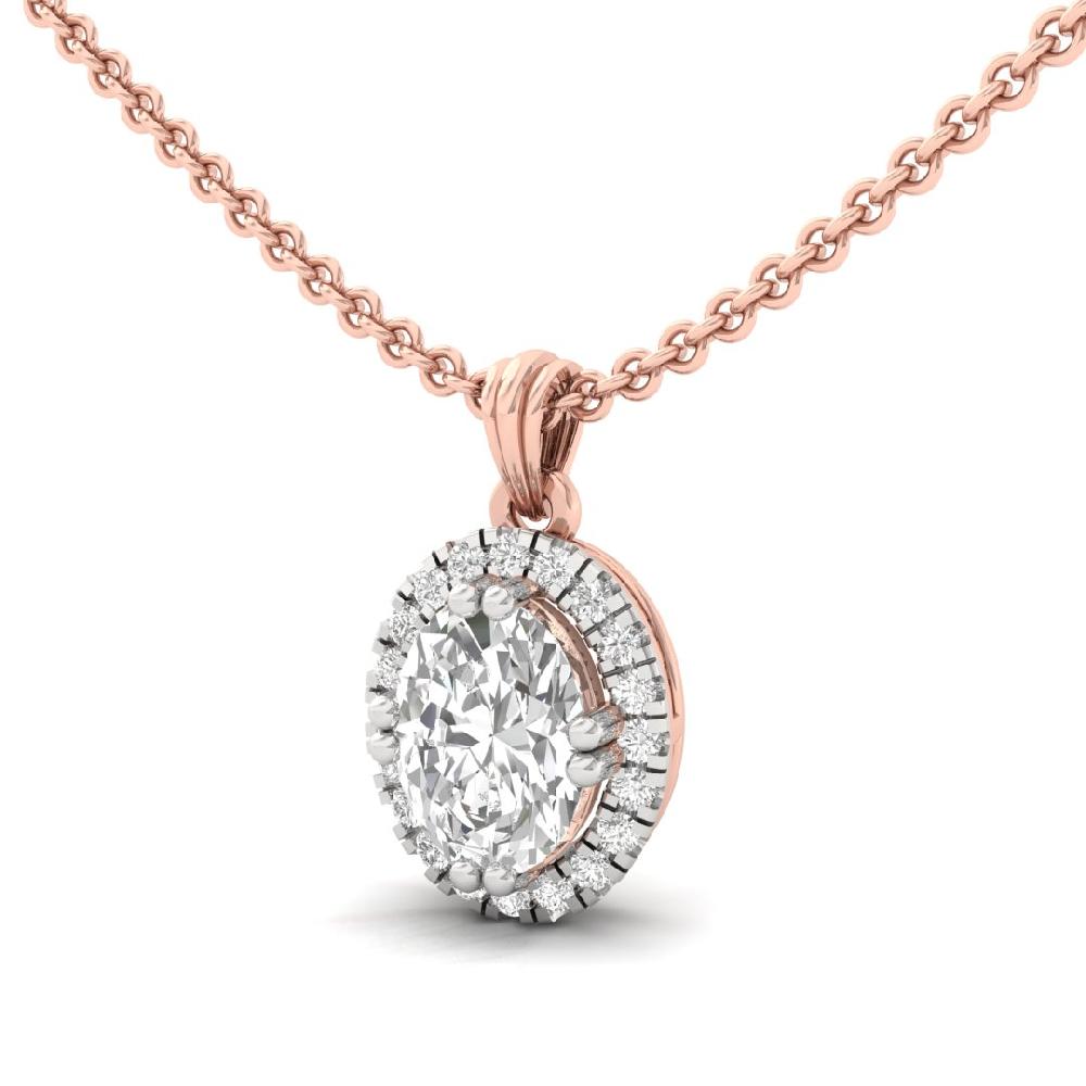 1.10Ct Oval Cut CVD Lab Grown Diamond Starlit Bliss Halo Solitaire Pendant