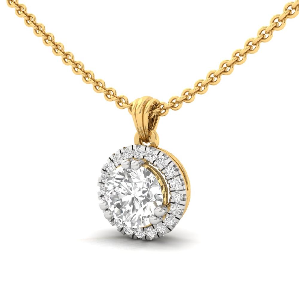 1.03Ct Round Cut CVD Diamond Heavenly Aura Halo Solitaire Pendant