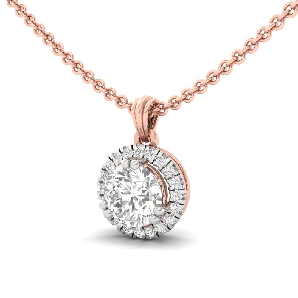 1.03Ct Round Cut CVD Diamond Heavenly Aura Halo Solitaire Pendant