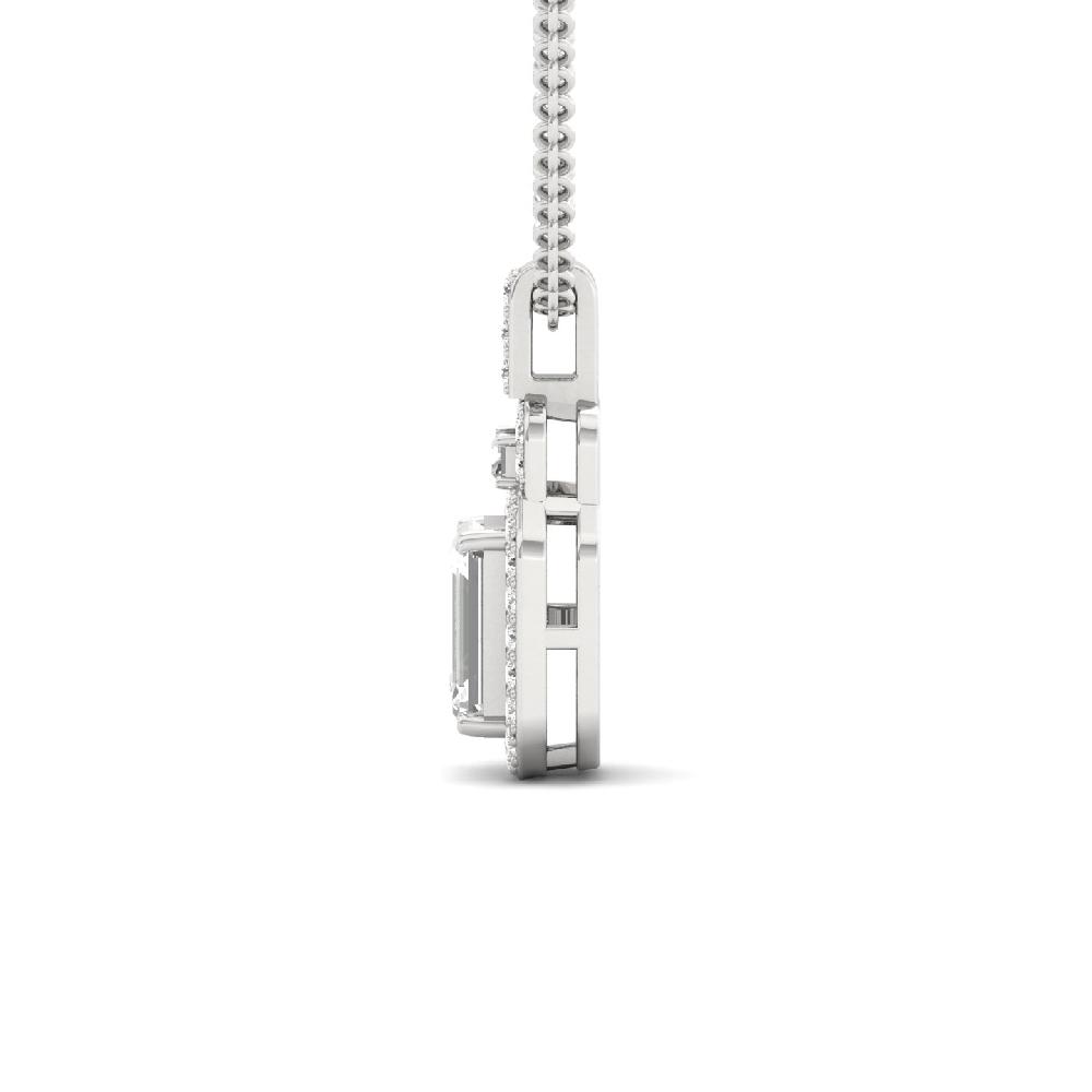 1.02Ct Round , Emerald, Baguette Cut Cvd lab Grown Diamonds Pendant Prong Setting