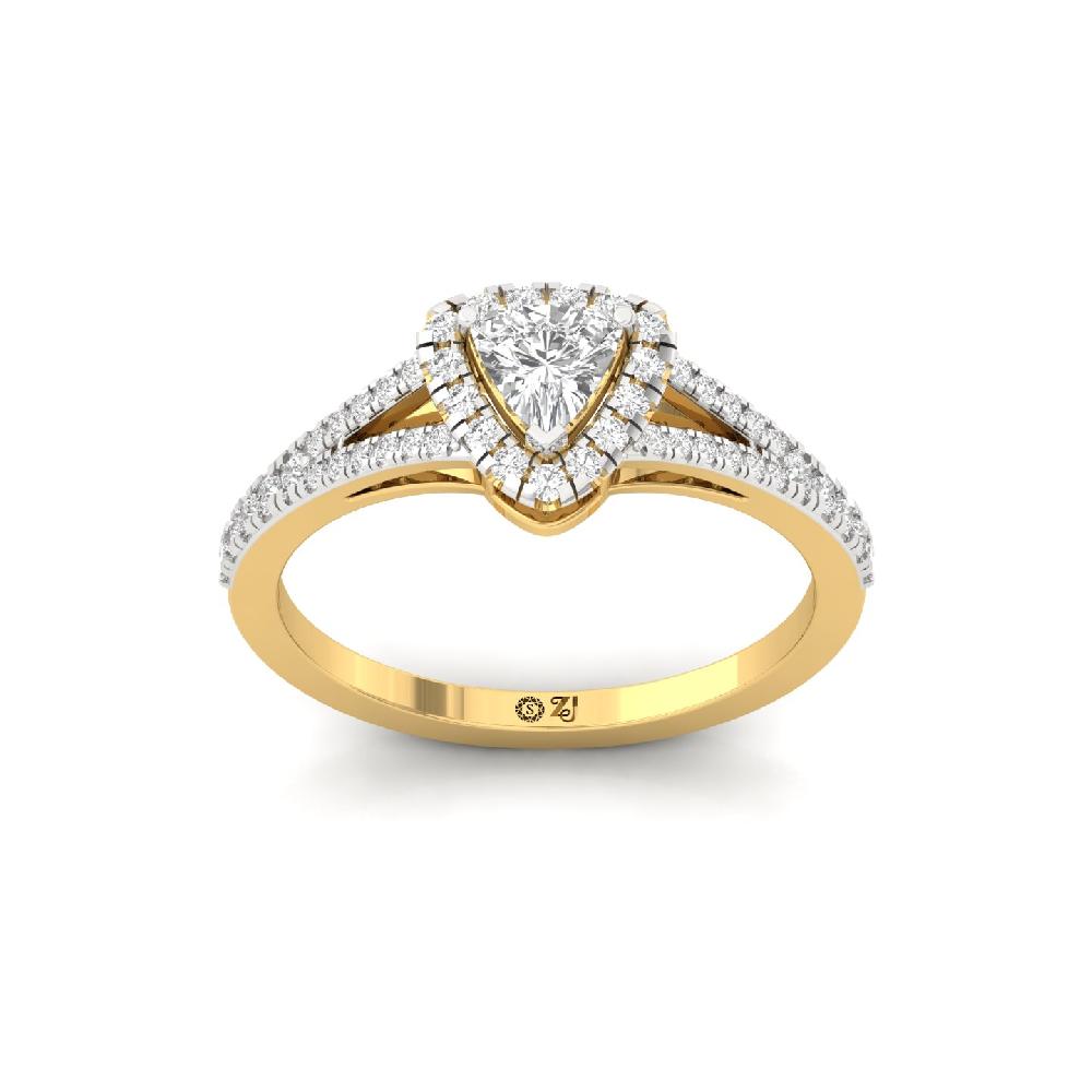 0.40ct Trillion Cut CVD Diamond Majestic Halo unique Solitaire Ring