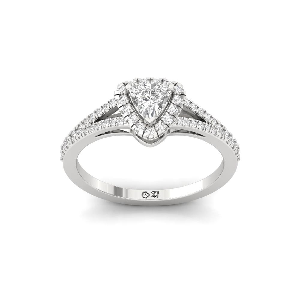 0.40ct Trillion Cut CVD Diamond Majestic Halo unique Solitaire Ring