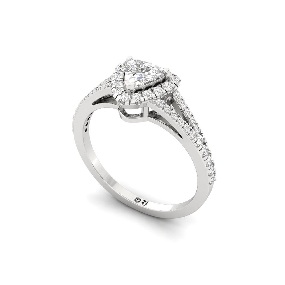 0.40ct Trillion Cut CVD Diamond Majestic Halo unique Solitaire Ring