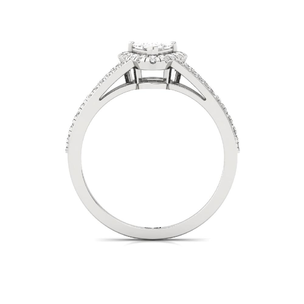 0.40ct Trillion Cut CVD Diamond Majestic Halo unique Solitaire Ring