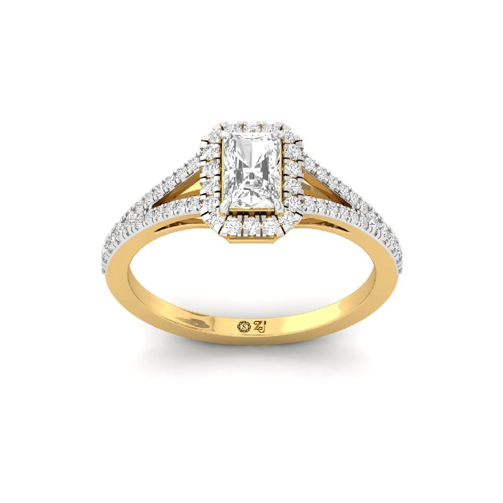 0.66ct Radiant CVD Diamond Regal Halo Solitaire Ring