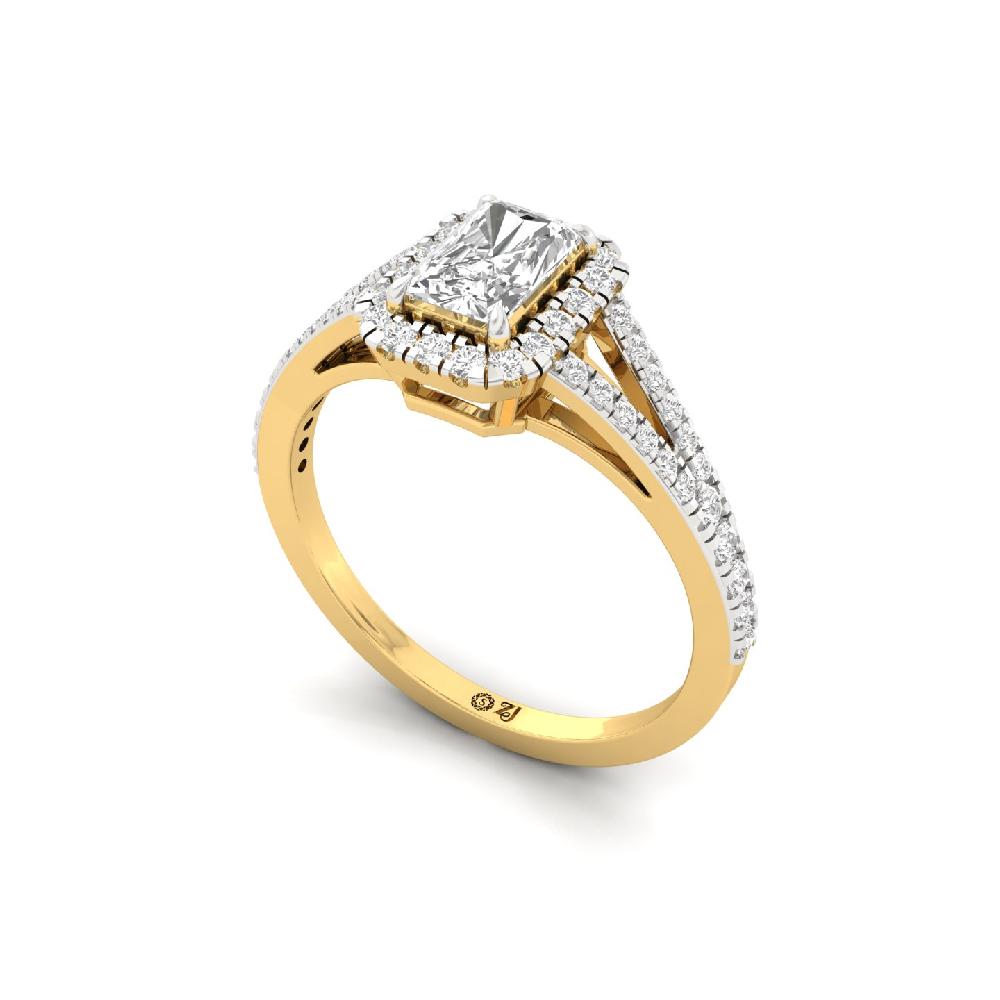 0.66ct Radiant CVD Diamond Regal Halo Solitaire Ring
