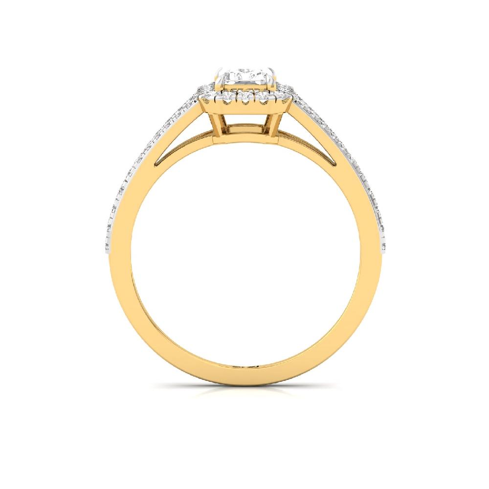 0.66ct Radiant CVD Diamond Regal Halo Solitaire Ring