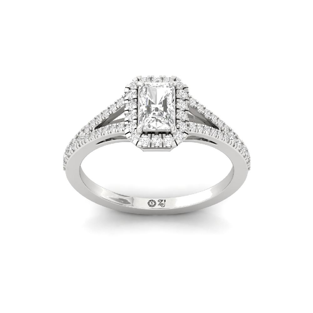 0.66ct Radiant CVD Diamond Regal Halo Solitaire Ring