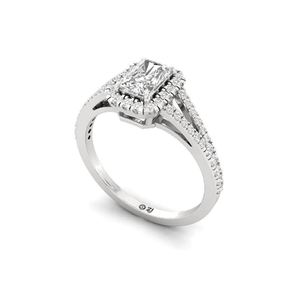 0.66ct Radiant CVD Diamond Regal Halo Solitaire Ring