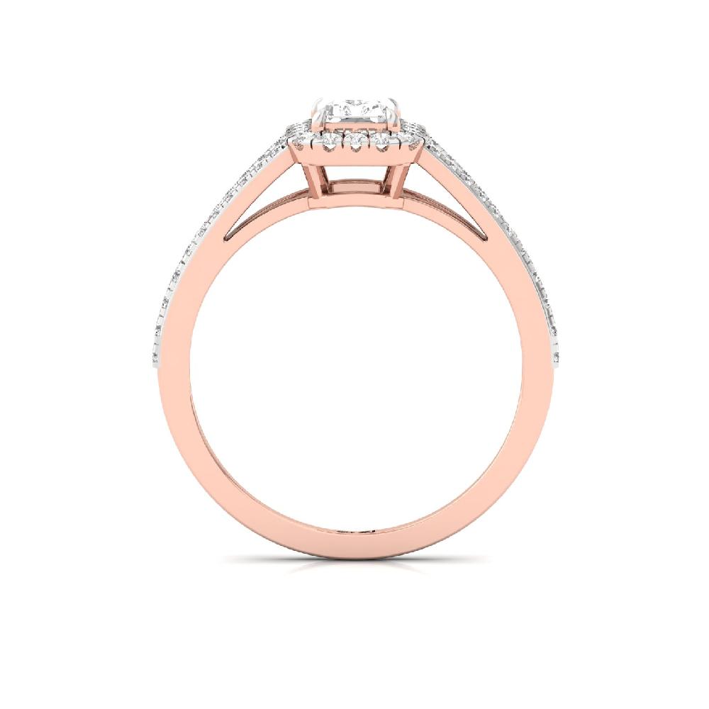 0.66ct Radiant CVD Diamond Regal Halo Solitaire Ring