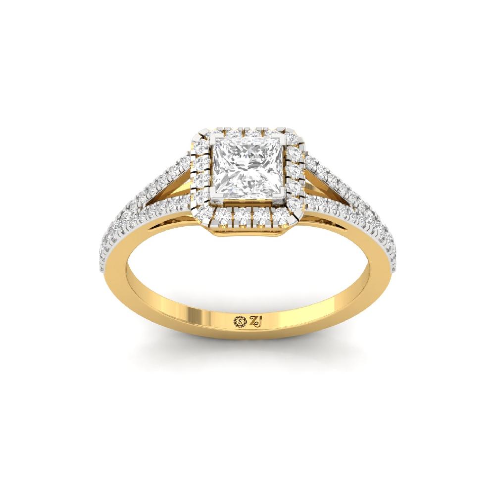 0.78ct Princess Cut CVD Diamond Sparkle Halo Solitaire Ring