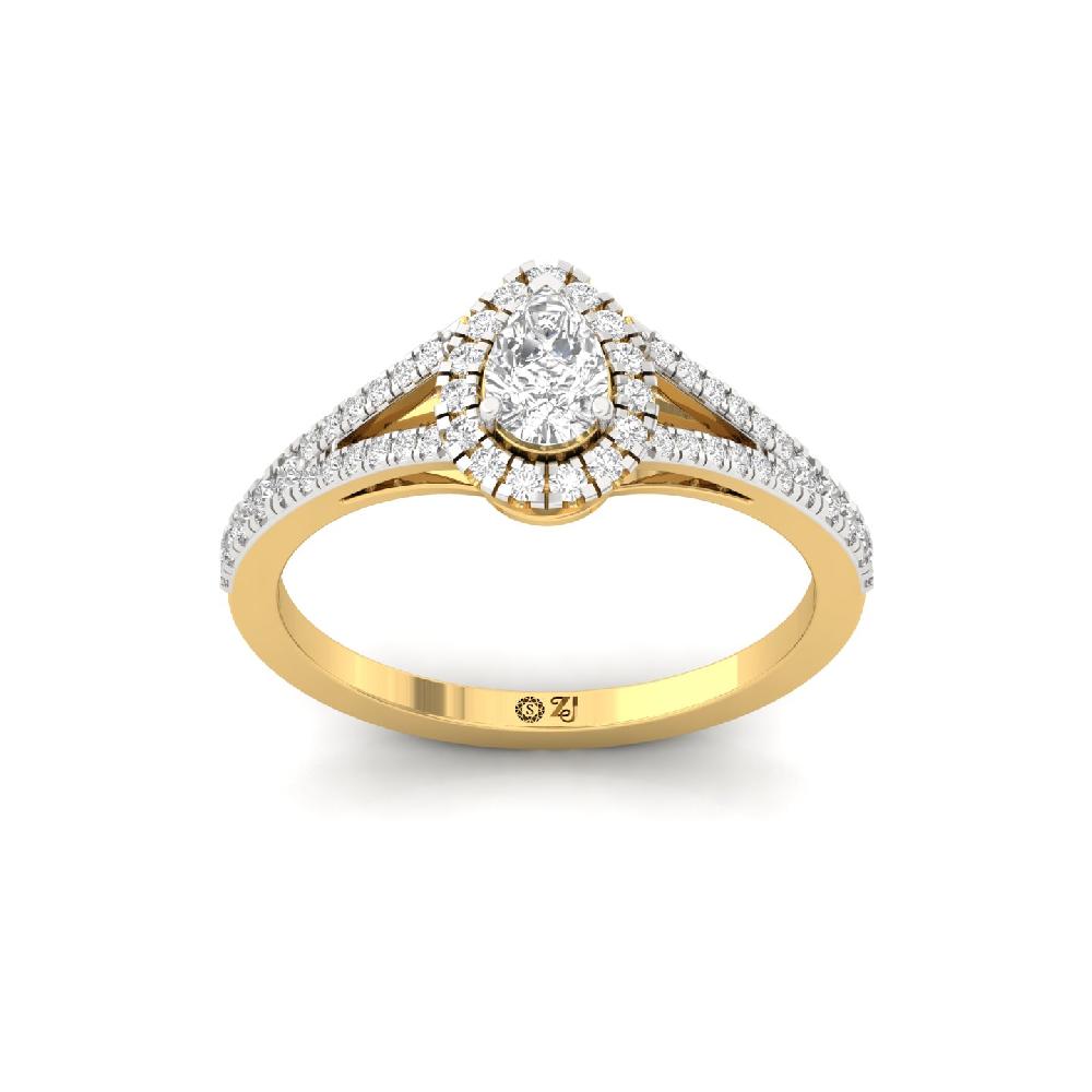 0.35ct Pear Cut CVD Diamond Lustrous Halo best Solitaire Ring