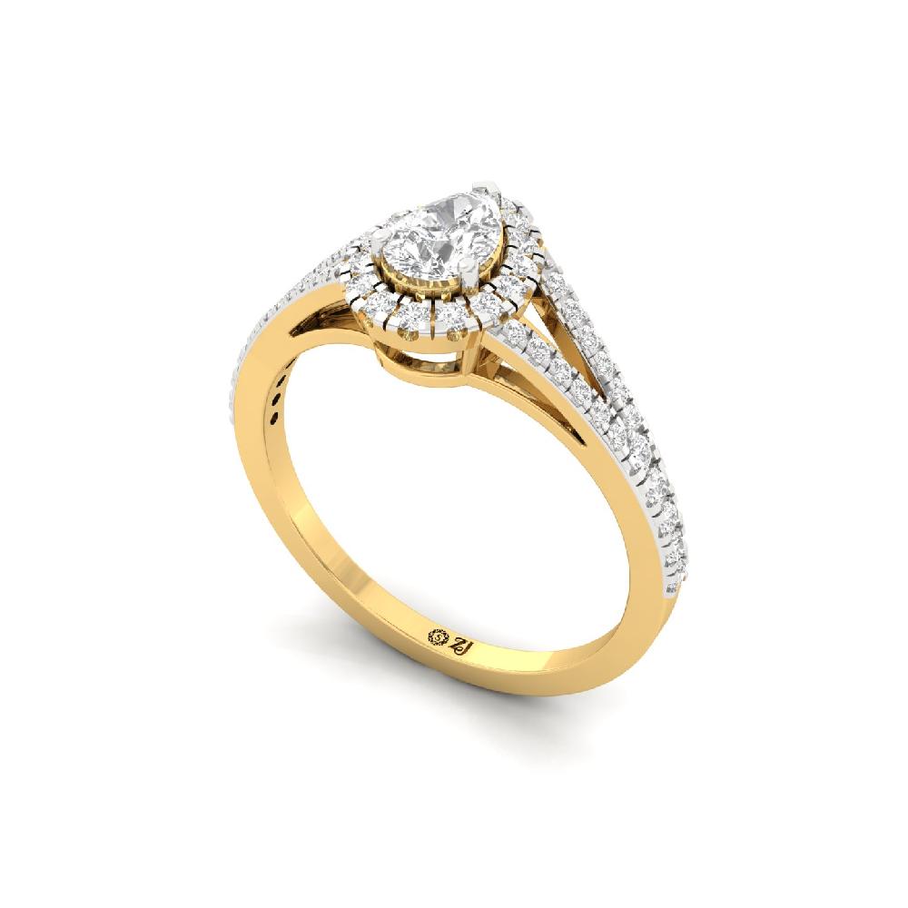 0.35ct Pear Cut CVD Diamond Lustrous Halo best Solitaire Ring