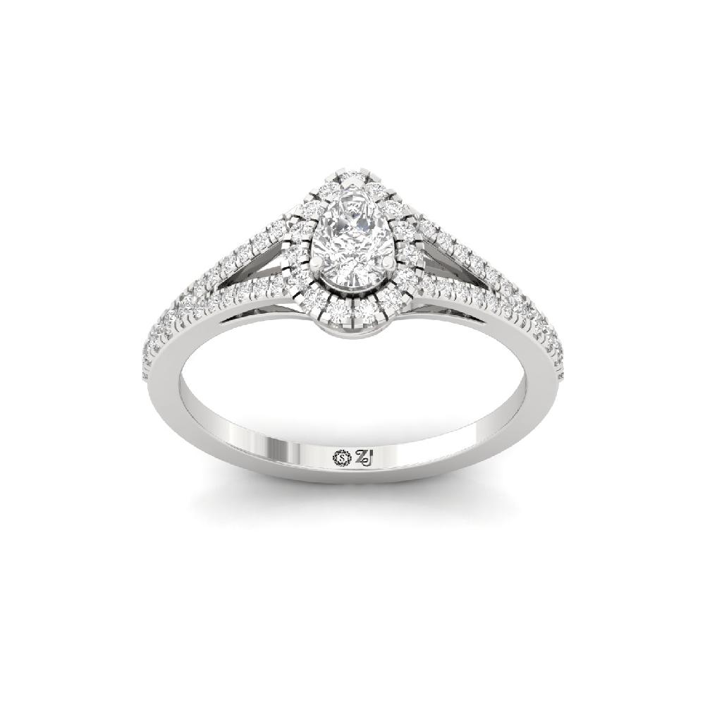 0.35ct Pear Cut CVD Diamond Lustrous Halo best Solitaire Ring