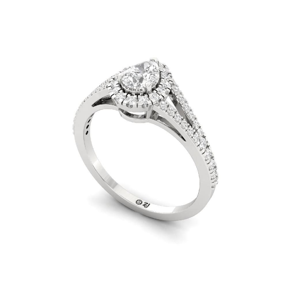 0.35ct Pear Cut CVD Diamond Lustrous Halo best Solitaire Ring