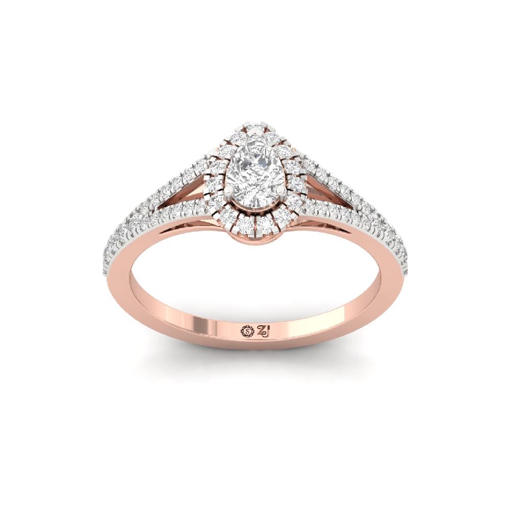 0.35ct Pear Cut CVD Diamond Lustrous Halo best Solitaire Ring