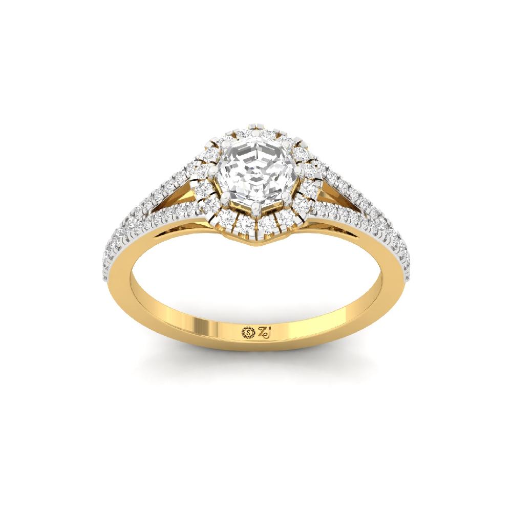 0.92ct Octagon CVD Diamond Eternal Halo Solitaire Ring