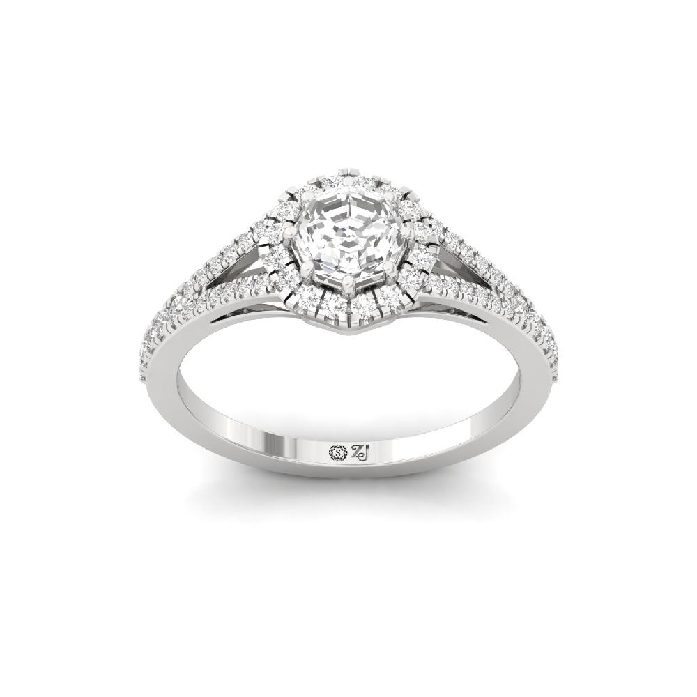 0.92ct Octagon CVD Diamond Eternal Halo Solitaire Ring