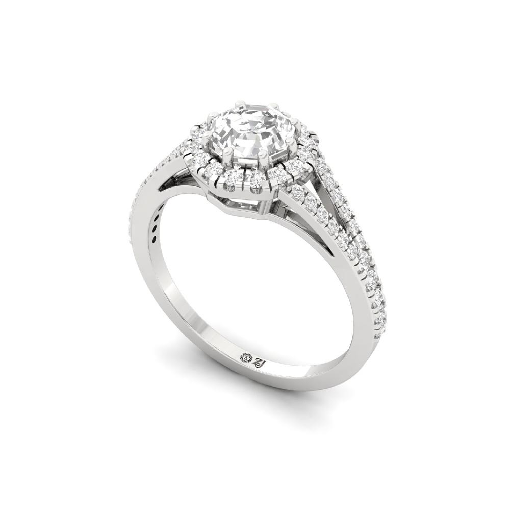 0.92ct Octagon CVD Diamond Eternal Halo Solitaire Ring