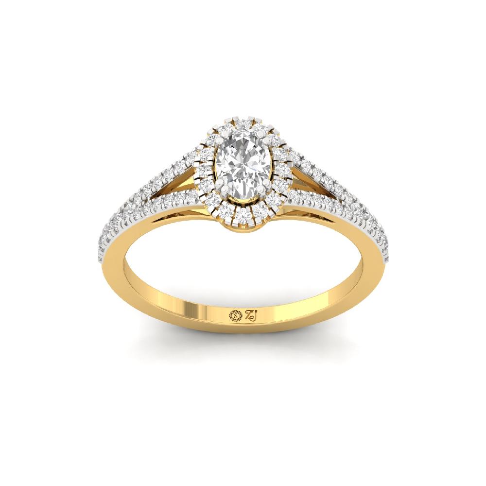0.38ct Marquise CVD Diamond Golden Halo Solitaire Ring
