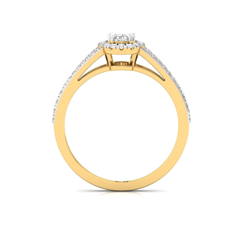 0.38ct Marquise CVD Diamond Golden Halo Solitaire Ring