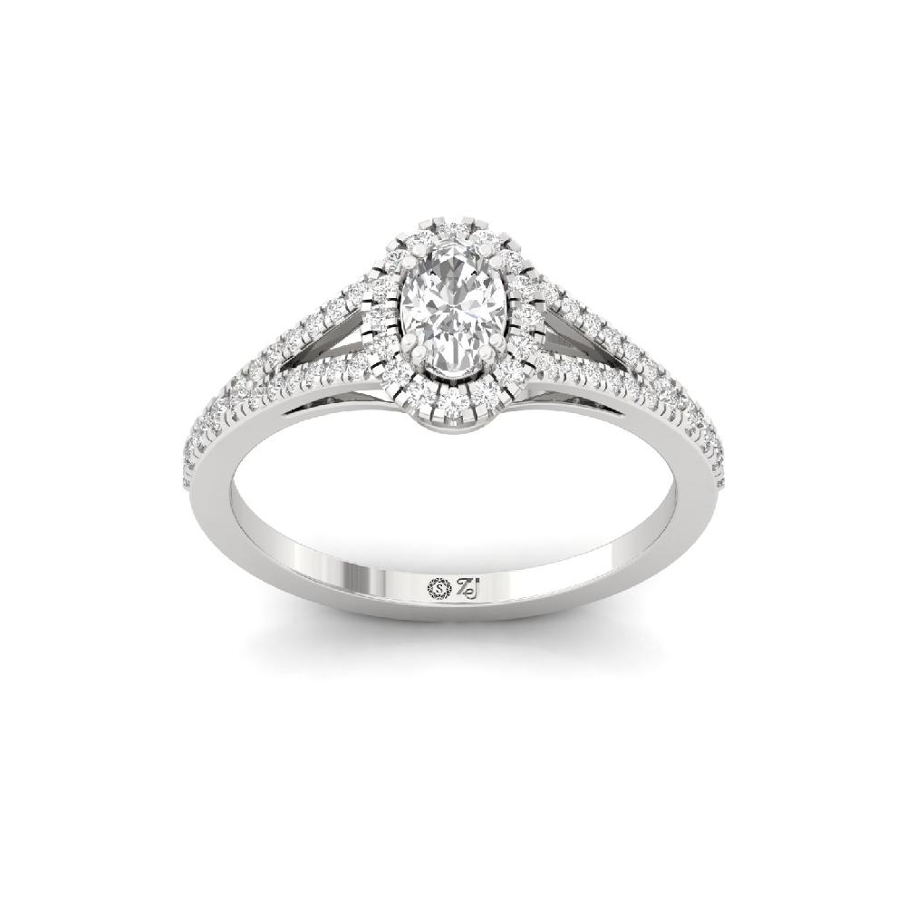0.38ct Marquise CVD Diamond Golden Halo Solitaire Ring