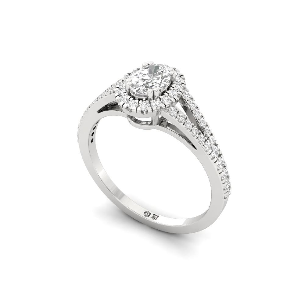 0.38ct Marquise CVD Diamond Golden Halo Solitaire Ring