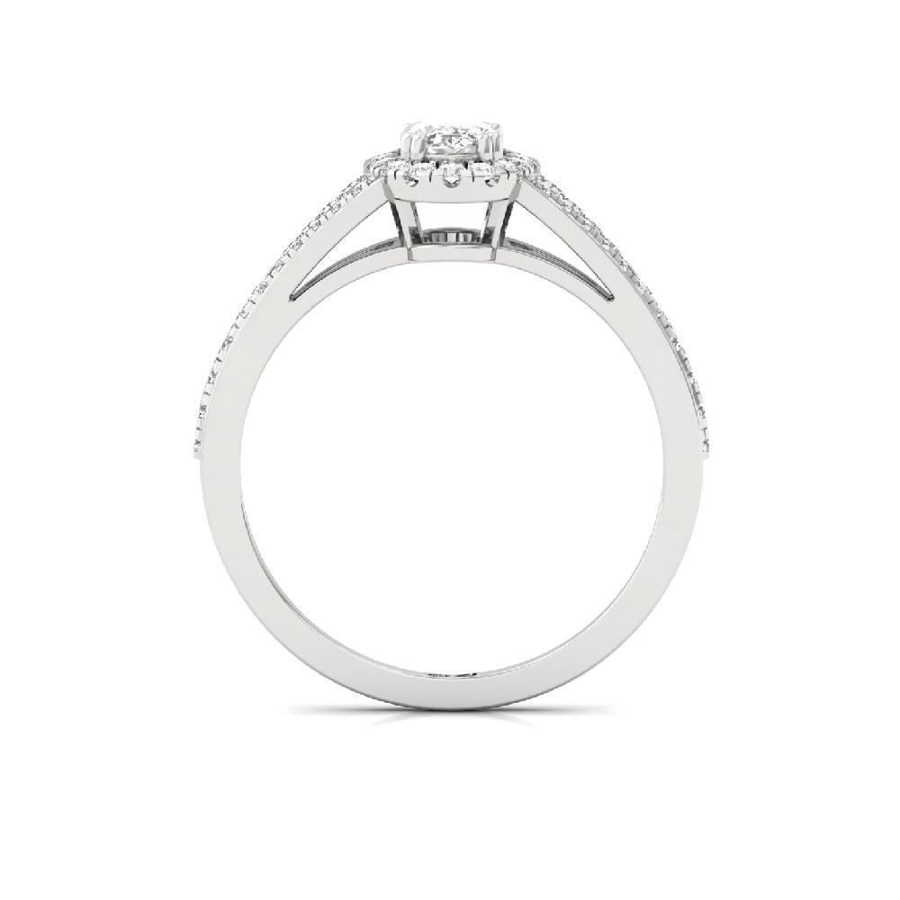 0.38ct Marquise CVD Diamond Golden Halo Solitaire Ring