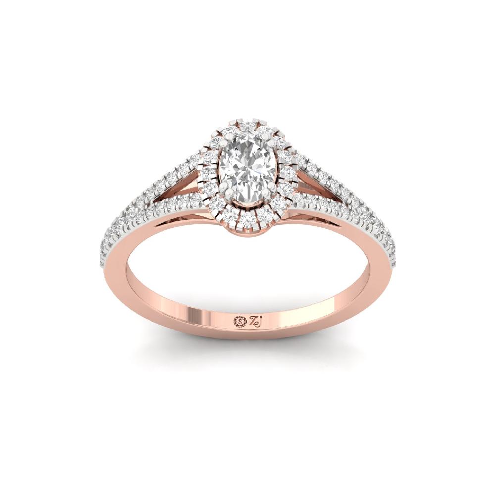 0.38ct Marquise CVD Diamond Golden Halo Solitaire Ring