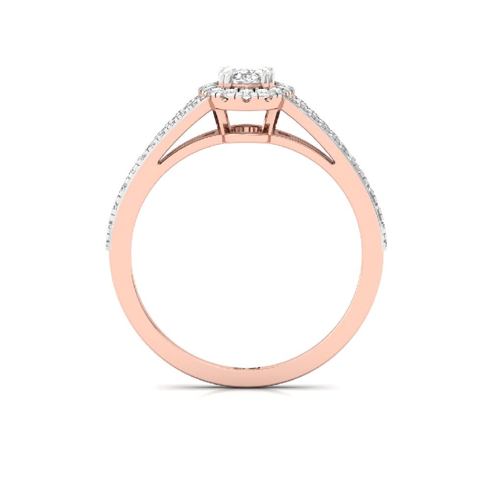 0.38ct Marquise CVD Diamond Golden Halo Solitaire Ring
