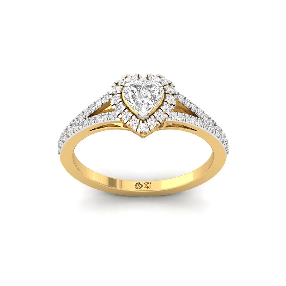 0.50ct Heart CVD Diamond Brilliance Halo Solitaire Ring