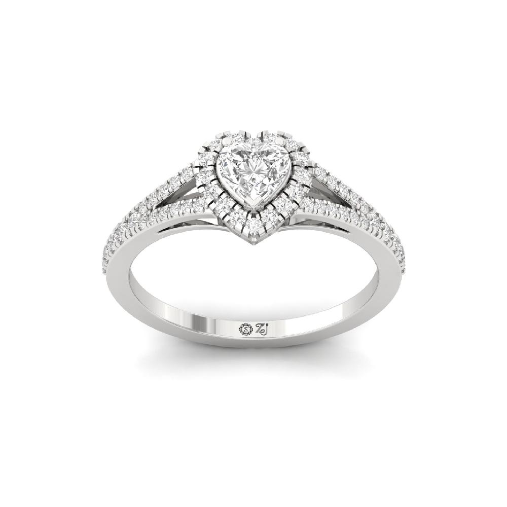 0.50ct Heart CVD Diamond Brilliance Halo Solitaire Ring