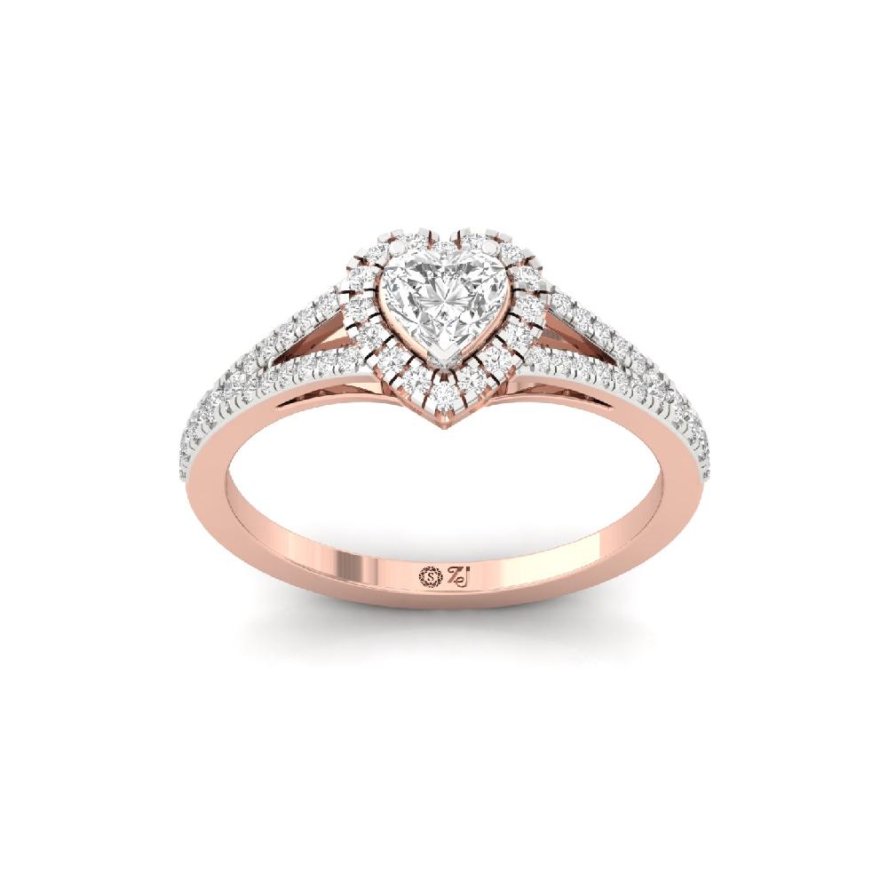 0.50ct Heart CVD Diamond Brilliance Halo Solitaire Ring